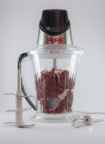كبه و قطاعه لحوم وخضروات بيور PURE مع قشاره ثوم 2 لتر 800 وات 800.0 واط مفرمة لحم من متعدد الألوان